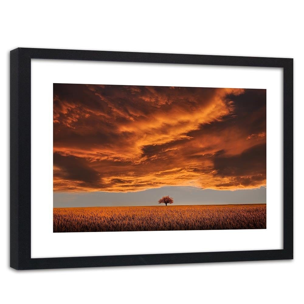 Glezna melnā rāmī - Clouds Over The Field Home Trends