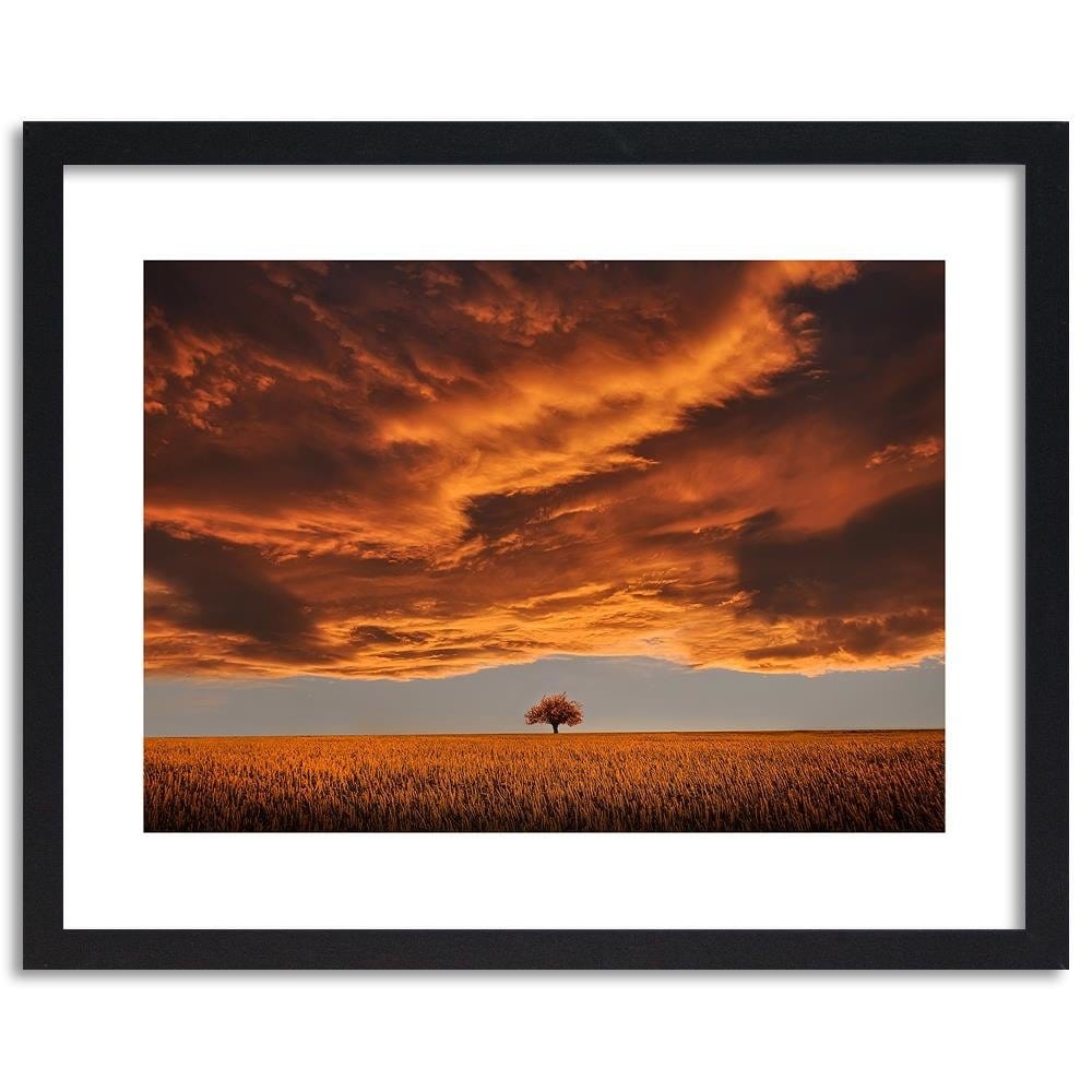 Glezna melnā rāmī - Clouds Over The Field Home Trends