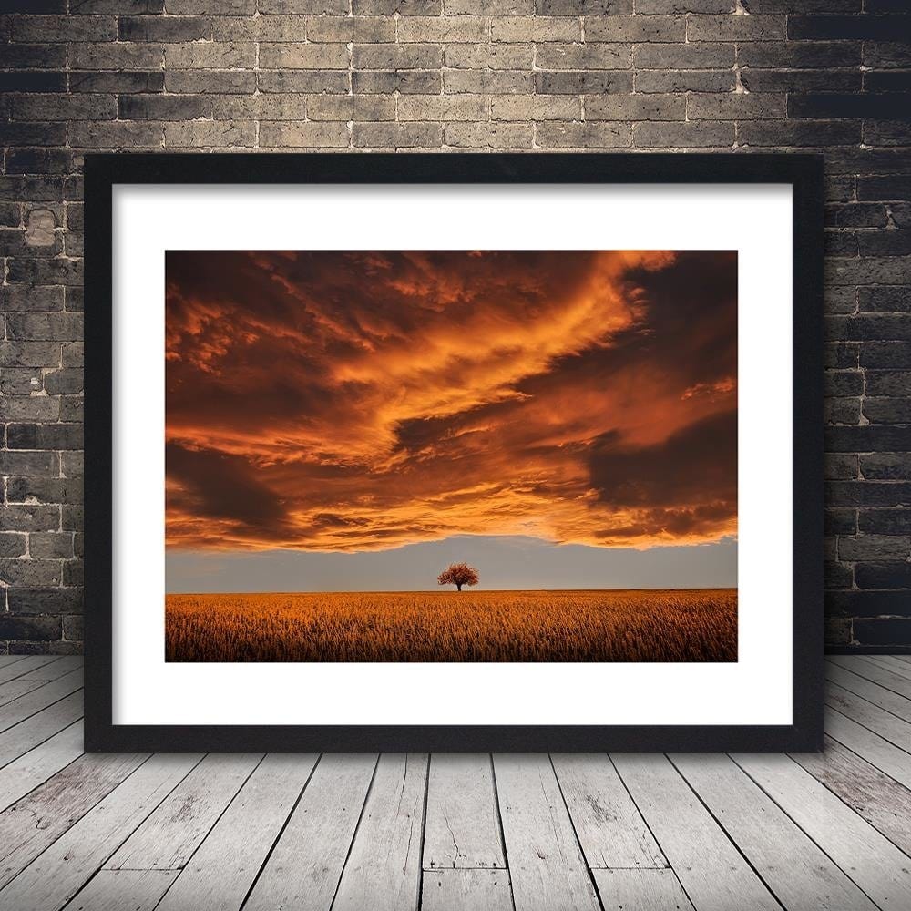 Glezna melnā rāmī - Clouds Over The Field Home Trends