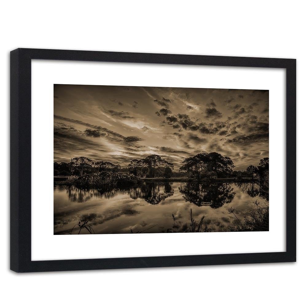 Glezna melnā rāmī - Clouds Over The Lake 1 Home Trends