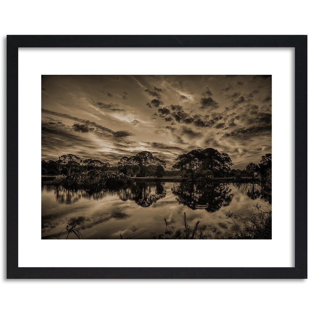 Glezna melnā rāmī - Clouds Over The Lake 1 Home Trends