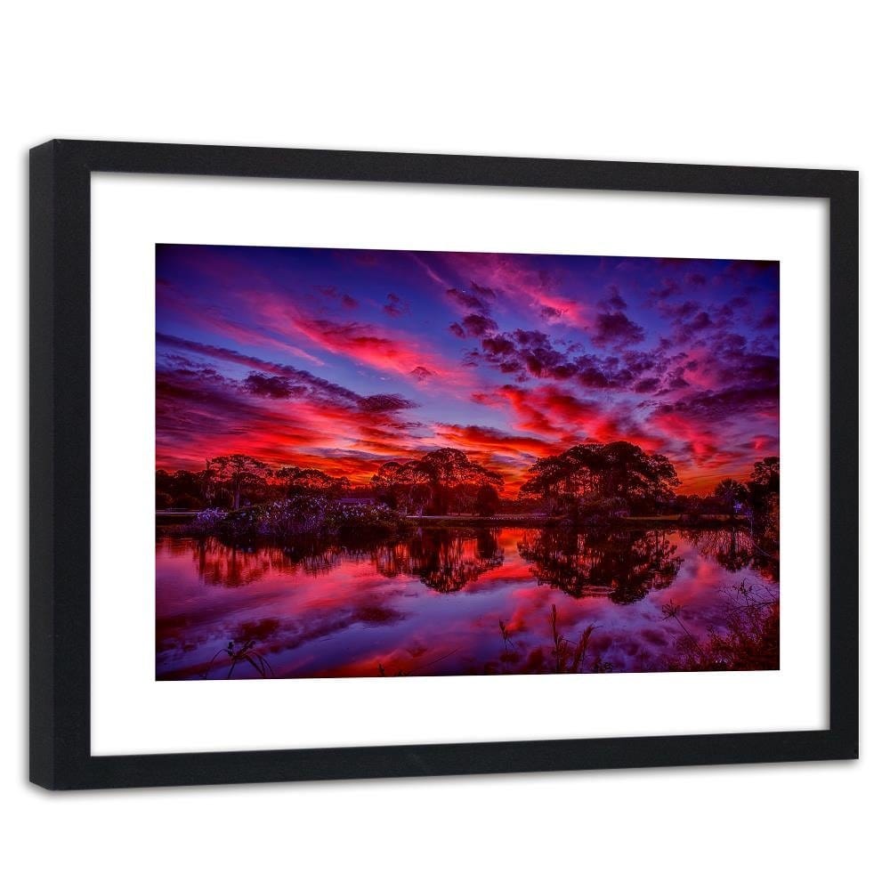 Glezna melnā rāmī - Clouds Over The Lake 3 Home Trends