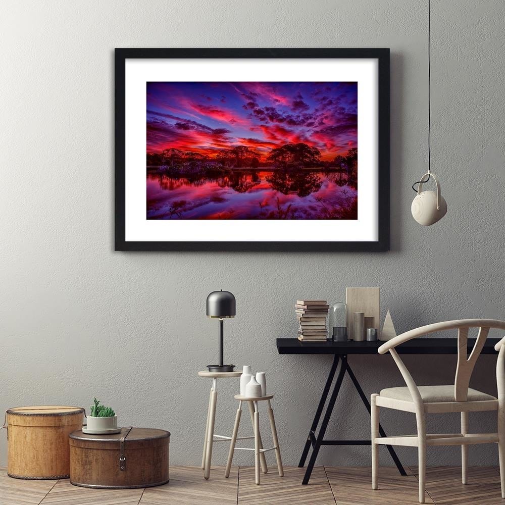 Glezna melnā rāmī - Clouds Over The Lake 3 Home Trends