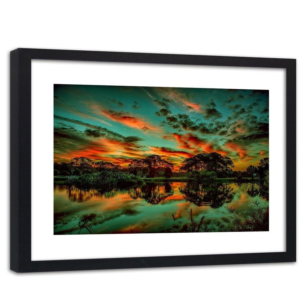 Glezna melnā rāmī - Clouds Over The Lake 4 Home Trends