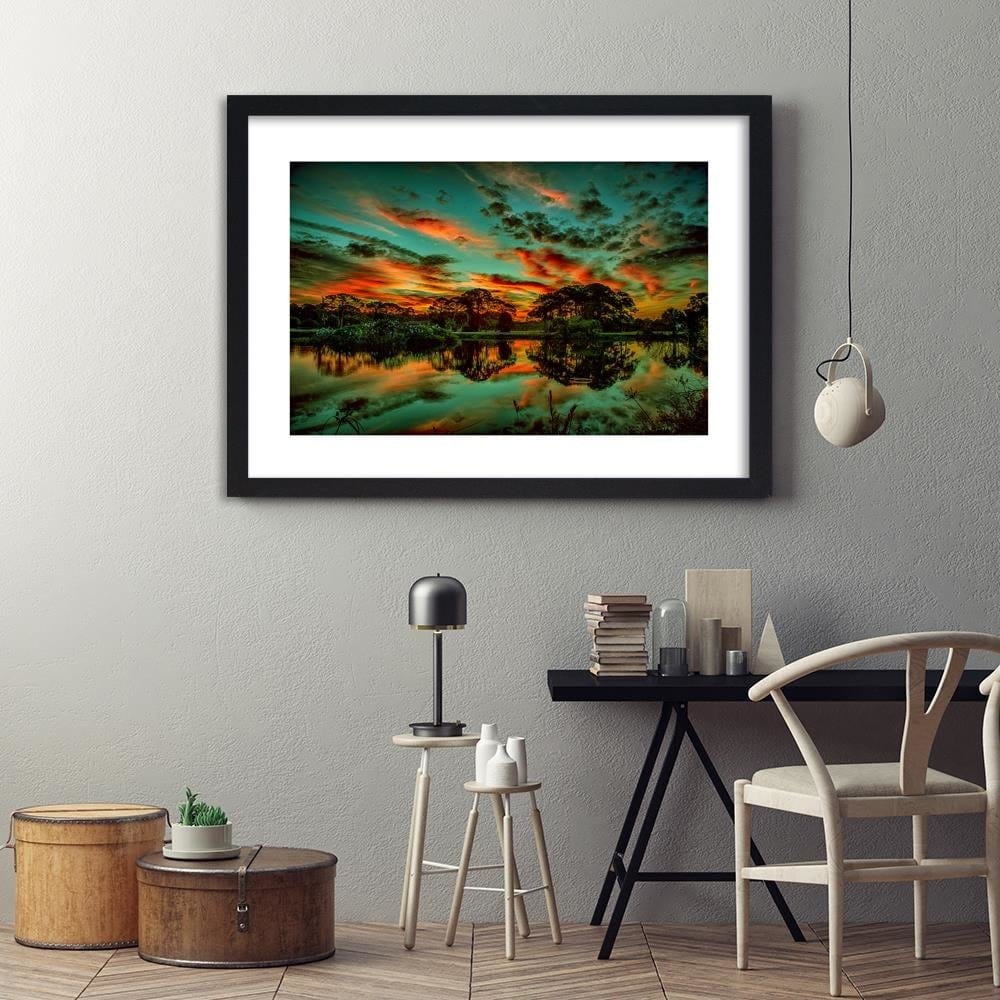 Glezna melnā rāmī - Clouds Over The Lake 4 Home Trends