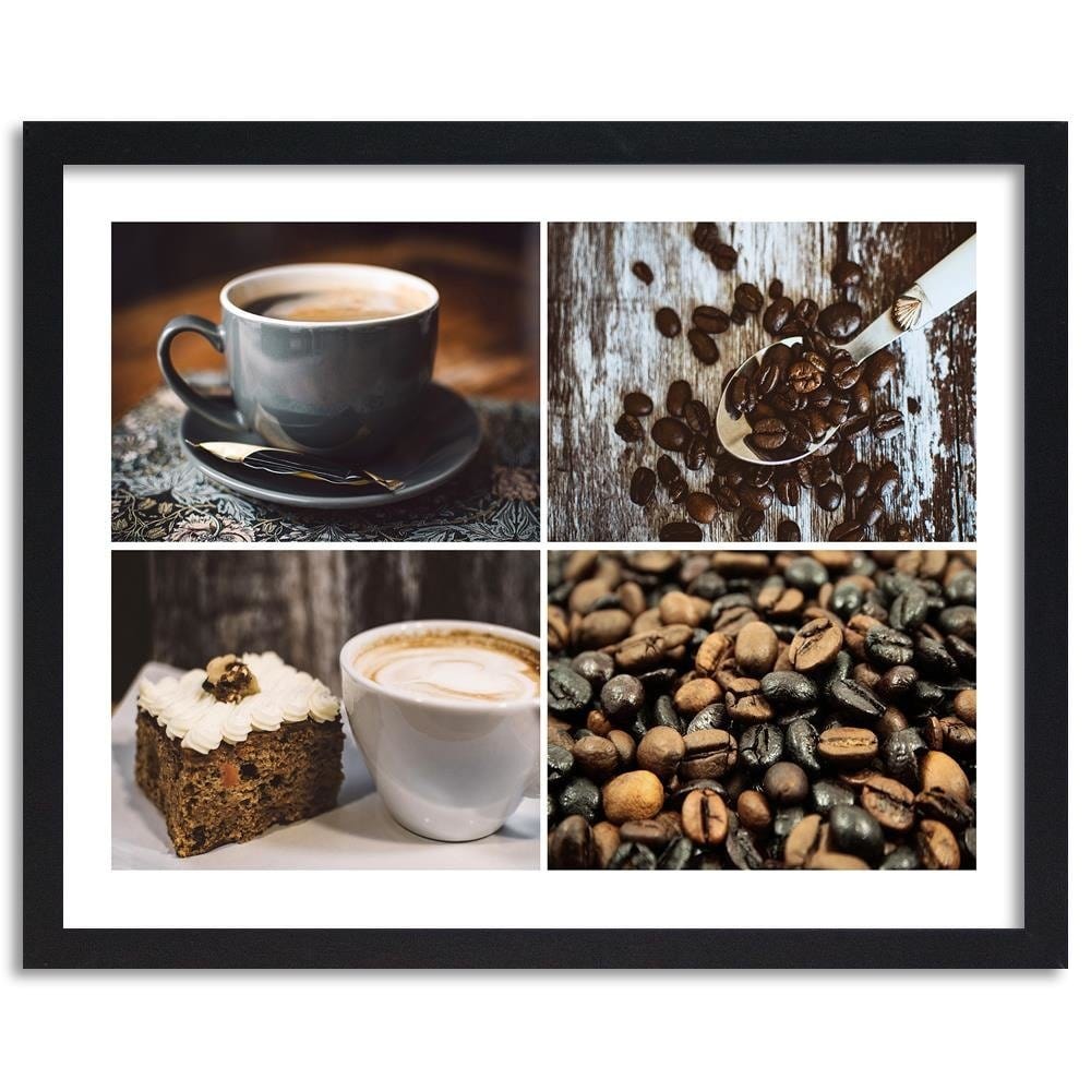 Glezna melnā rāmī - Coffee Beans And Cake Home Trends