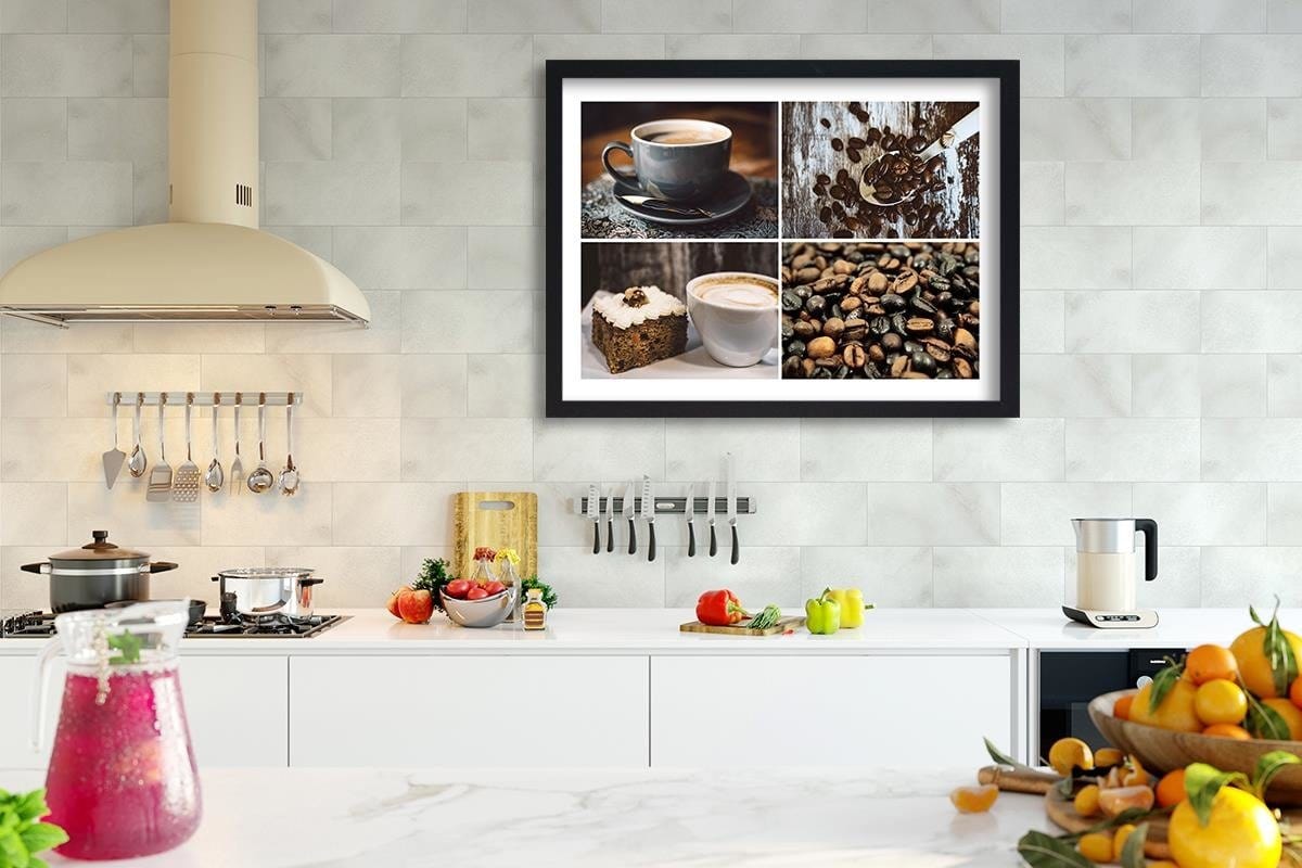 Glezna melnā rāmī - Coffee Beans And Cake Home Trends
