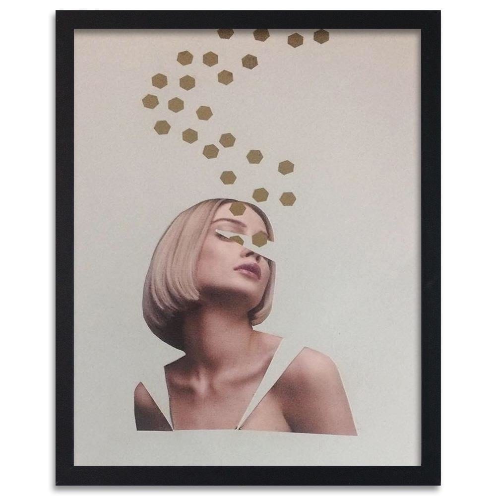 Glezna melnā rāmī - Collage Woman Portrait Image Beige Home Trends