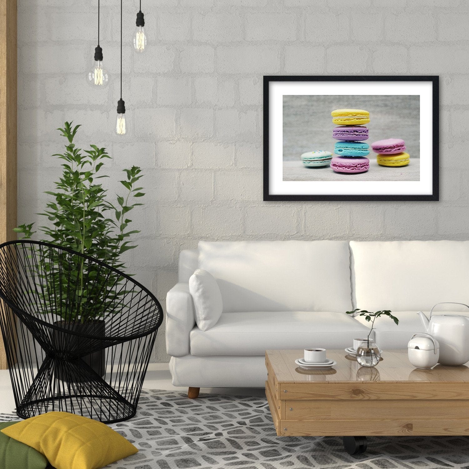 Glezna melnā rāmī - Colored Macaroon Home Trends