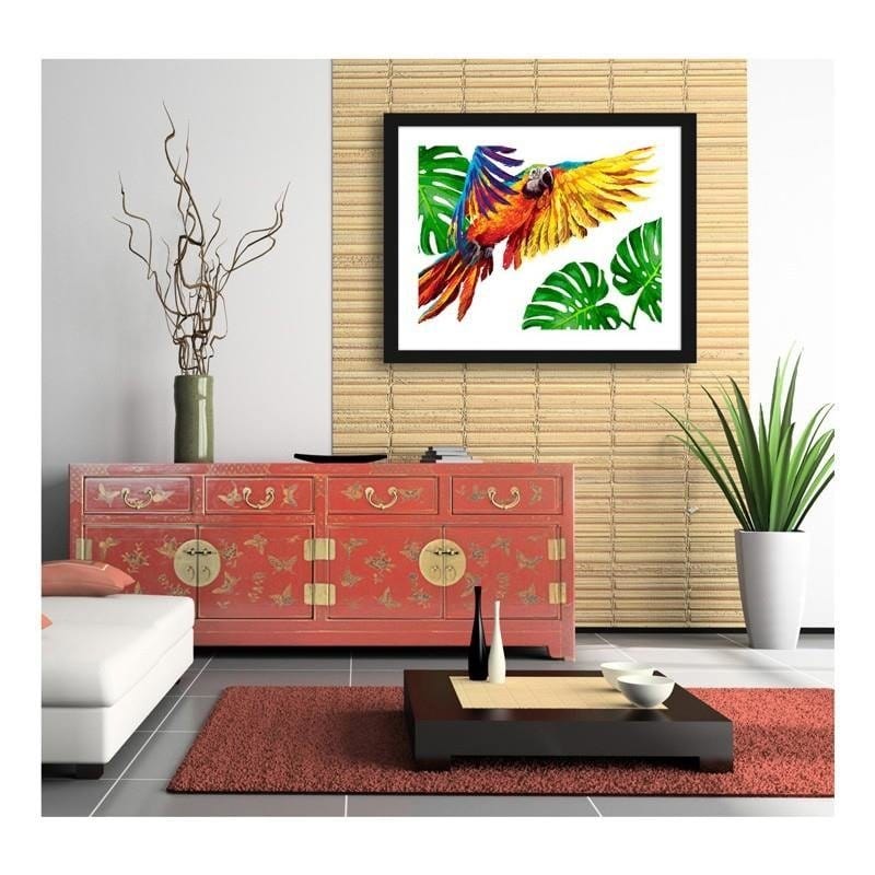 Glezna melnā rāmī - Colorful parrots Home Trends