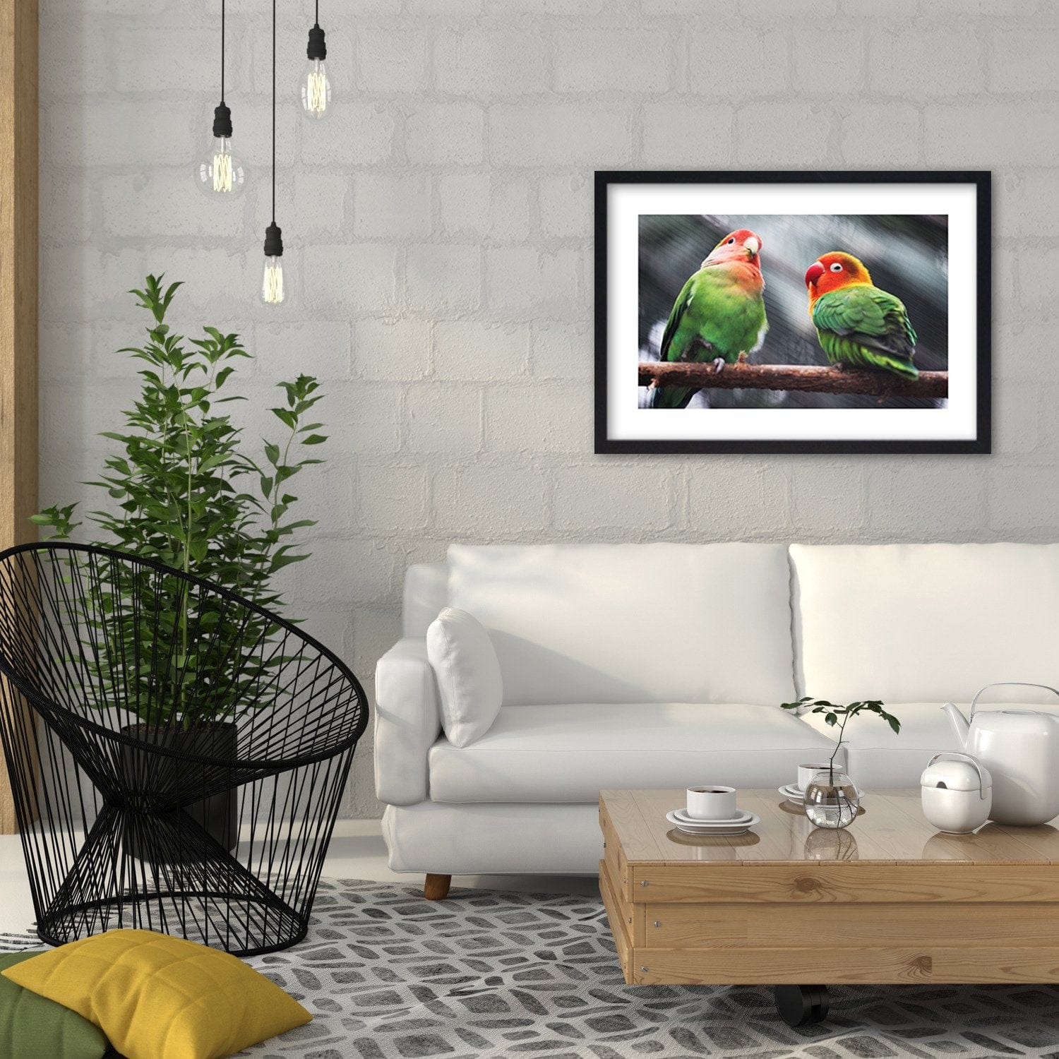 Glezna melnā rāmī - Colorful Parrots Home Trends
