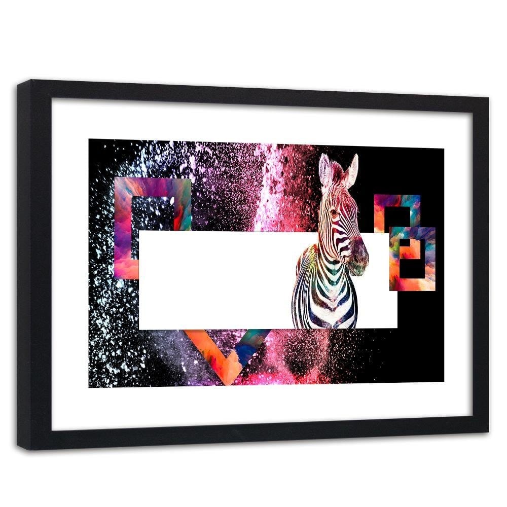 Glezna melnā rāmī - Colorful Zebra 2 Home Trends