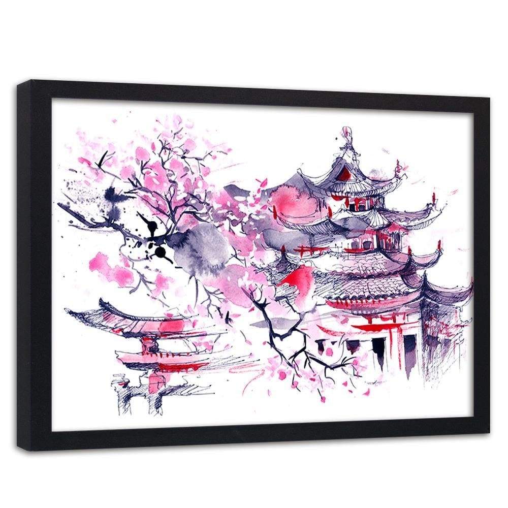 Glezna melnā rāmī - Colourful Japan Art Home Trends