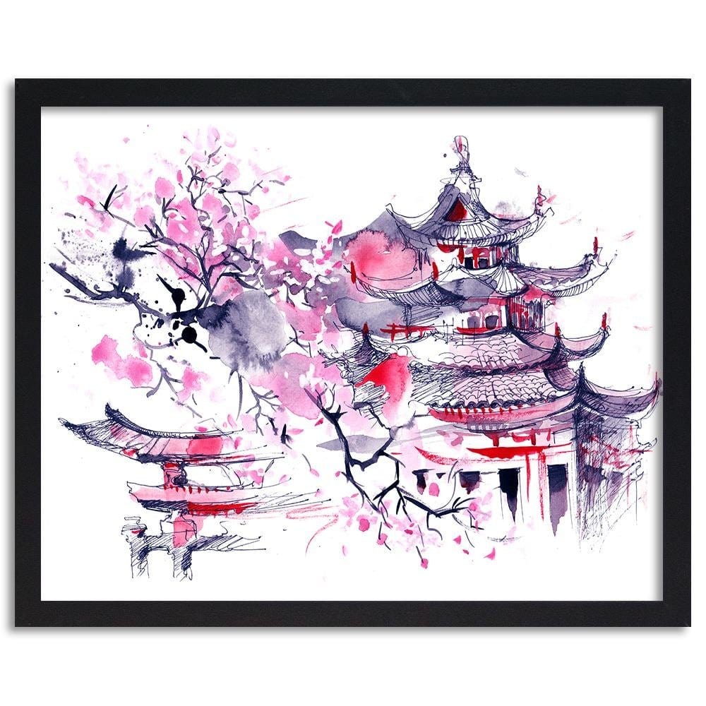Glezna melnā rāmī - Colourful Japan Art Home Trends