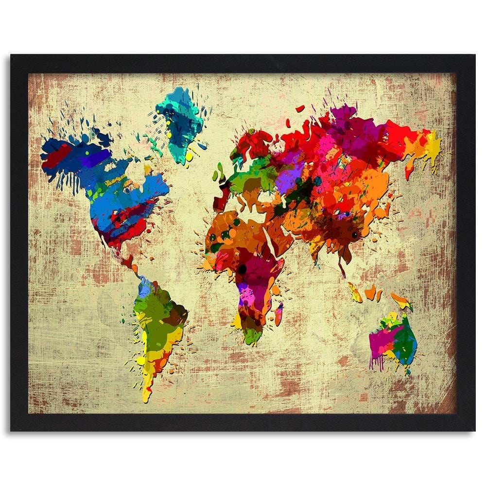 Glezna melnā rāmī - Colourful Map 2 Home Trends
