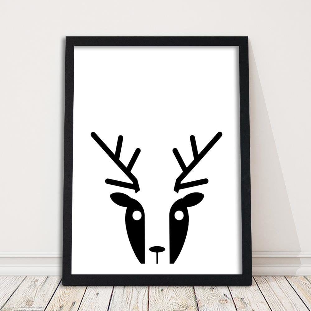 Glezna melnā rāmī - Contrast Deer Home Trends