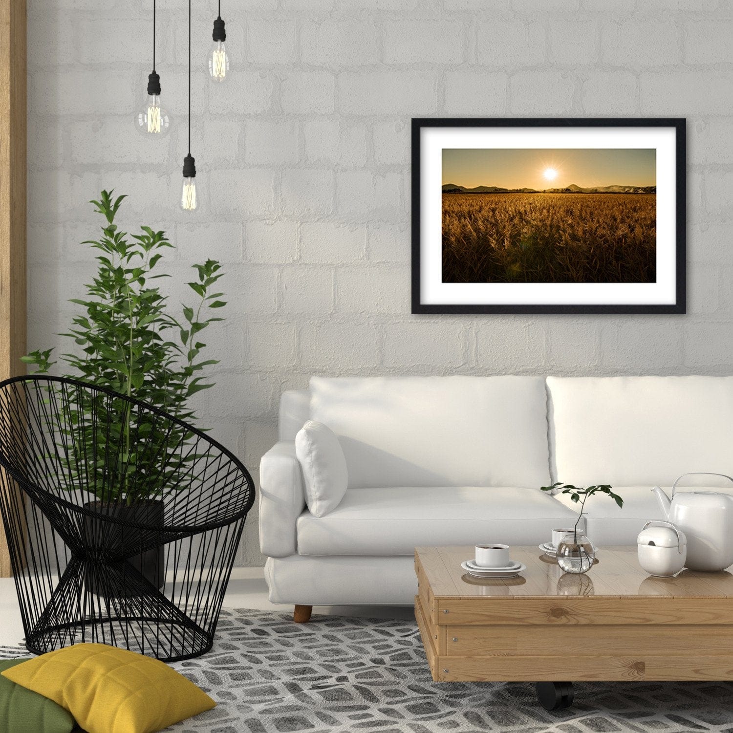 Glezna melnā rāmī - Corn Field Home Trends