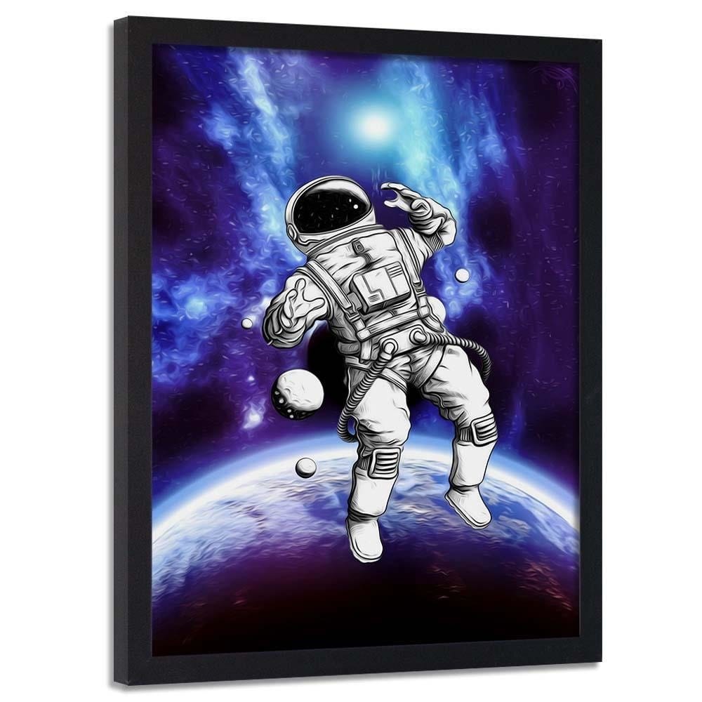 Glezna melnā rāmī - Cosmonaut In The Space Home Trends