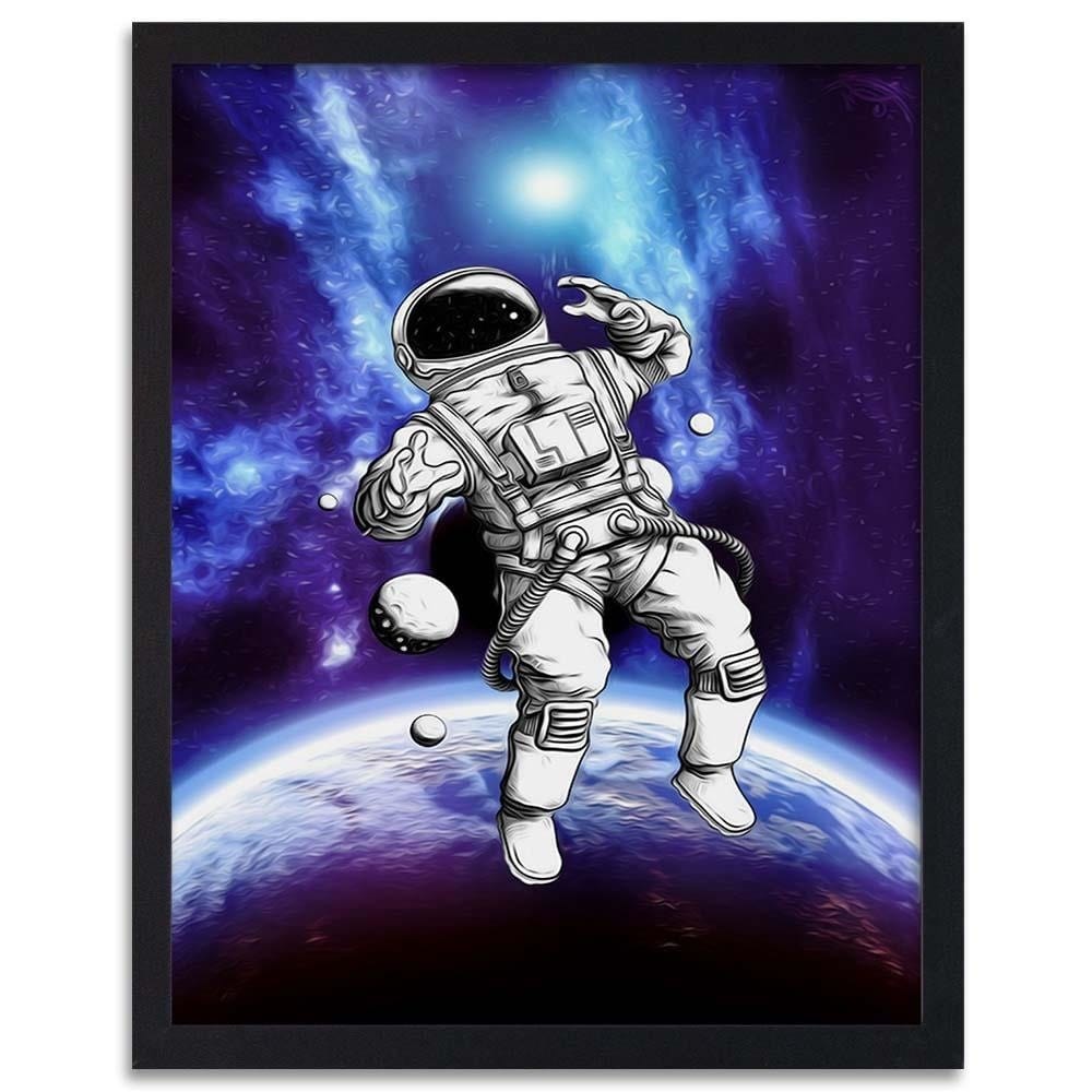Glezna melnā rāmī - Cosmonaut In The Space Home Trends