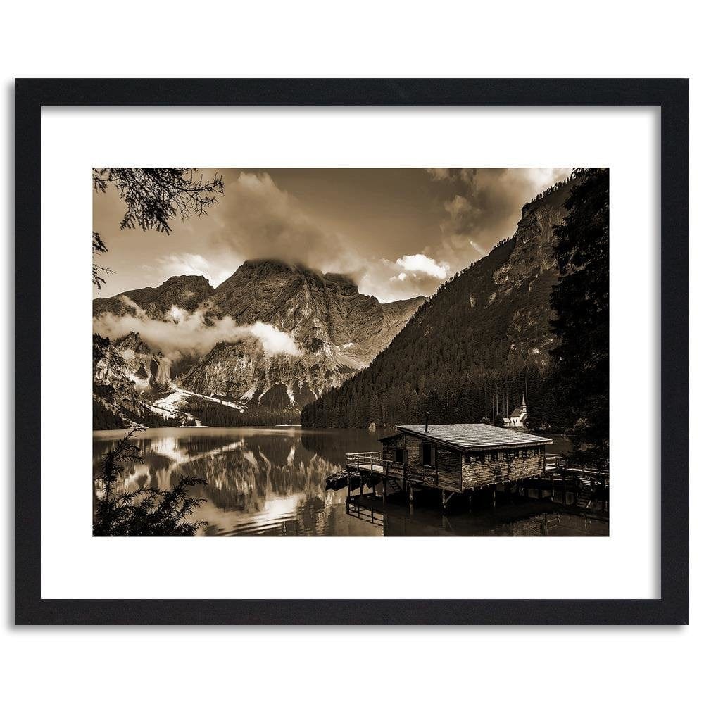 Glezna melnā rāmī - Cottage By The Mountain Lake 1 Home Trends