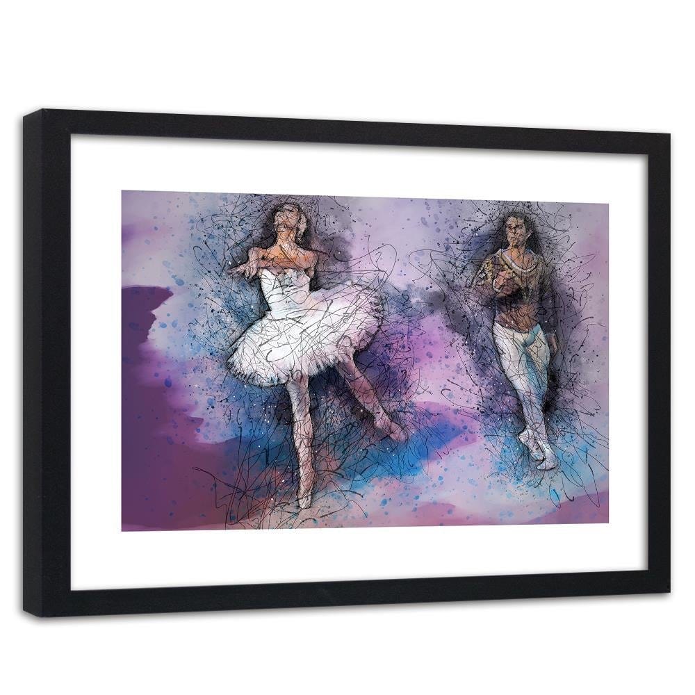 Glezna melnā rāmī - Couple Dancing Ballet Home Trends