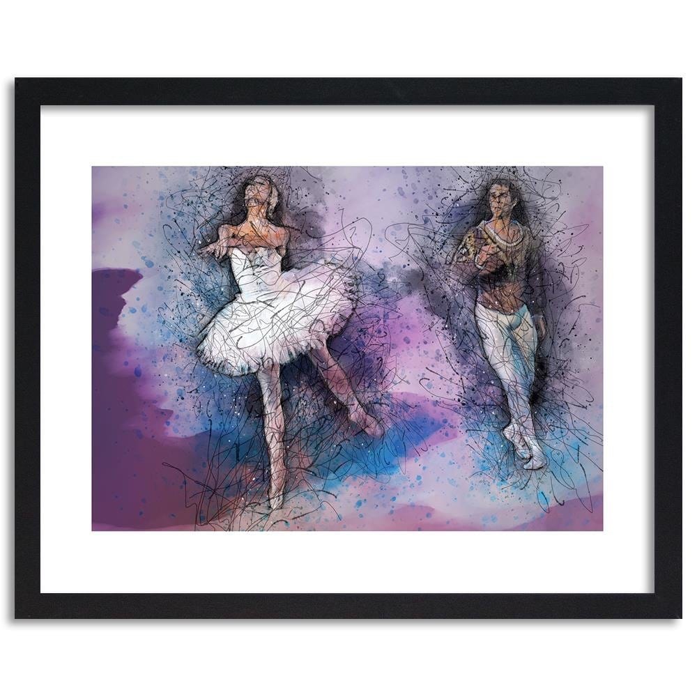 Glezna melnā rāmī - Couple Dancing Ballet Home Trends