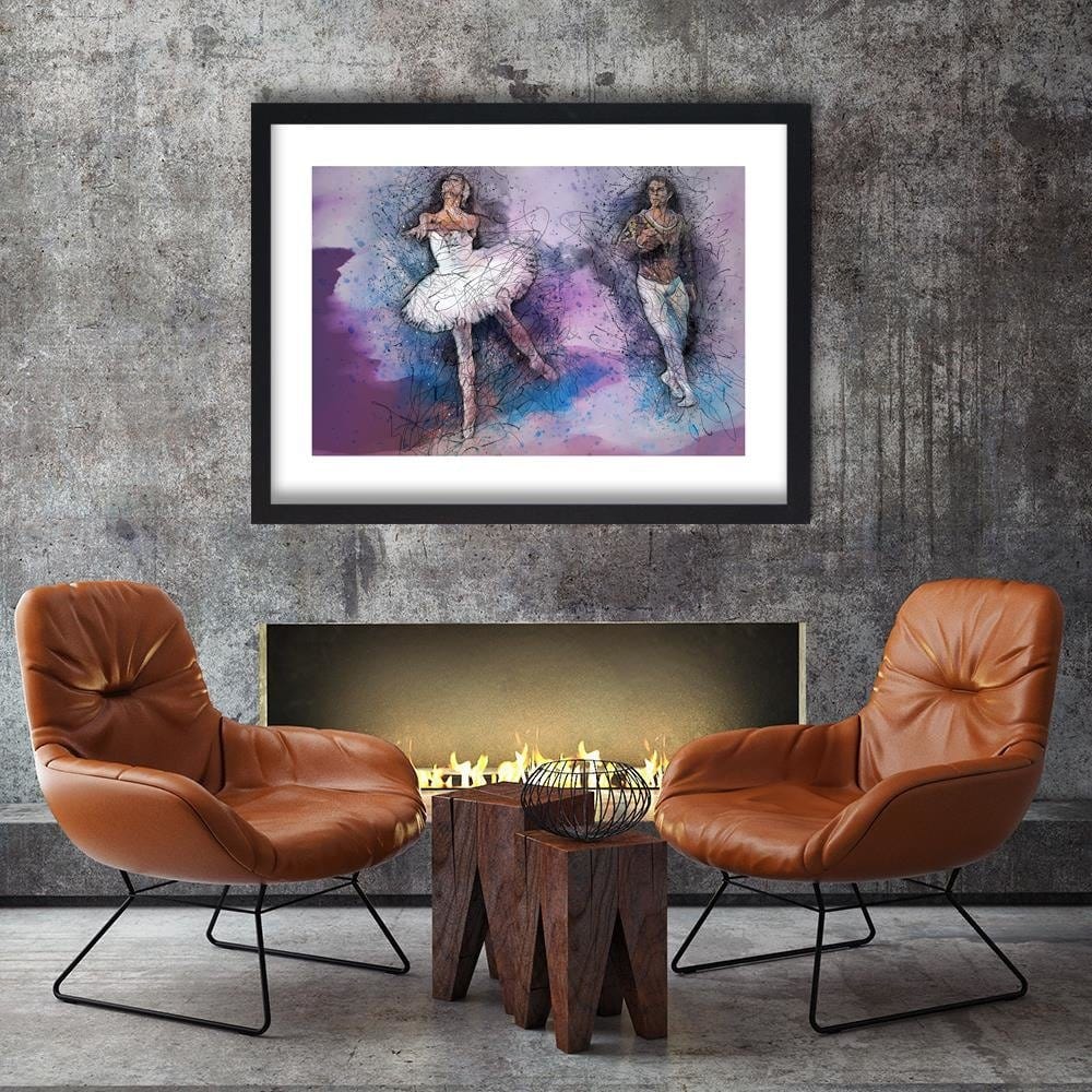 Glezna melnā rāmī - Couple Dancing Ballet Home Trends