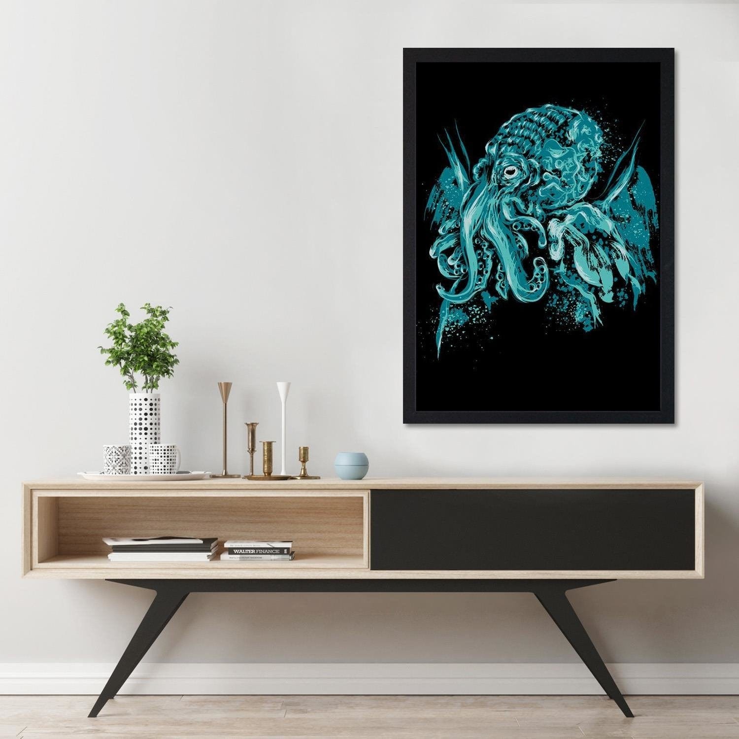 Glezna melnā rāmī - Cthulhu Pop Art Blue Home Trends