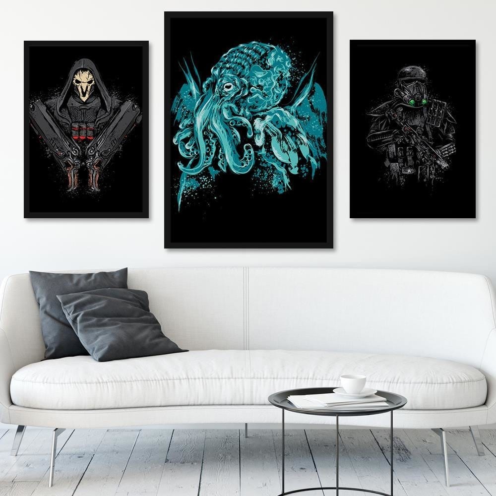 Glezna melnā rāmī - Cthulhu Pop Art Blue Home Trends