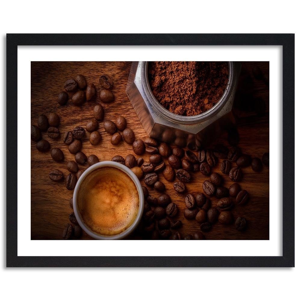 Glezna melnā rāmī - Cup Of Coffee And Beans Home Trends
