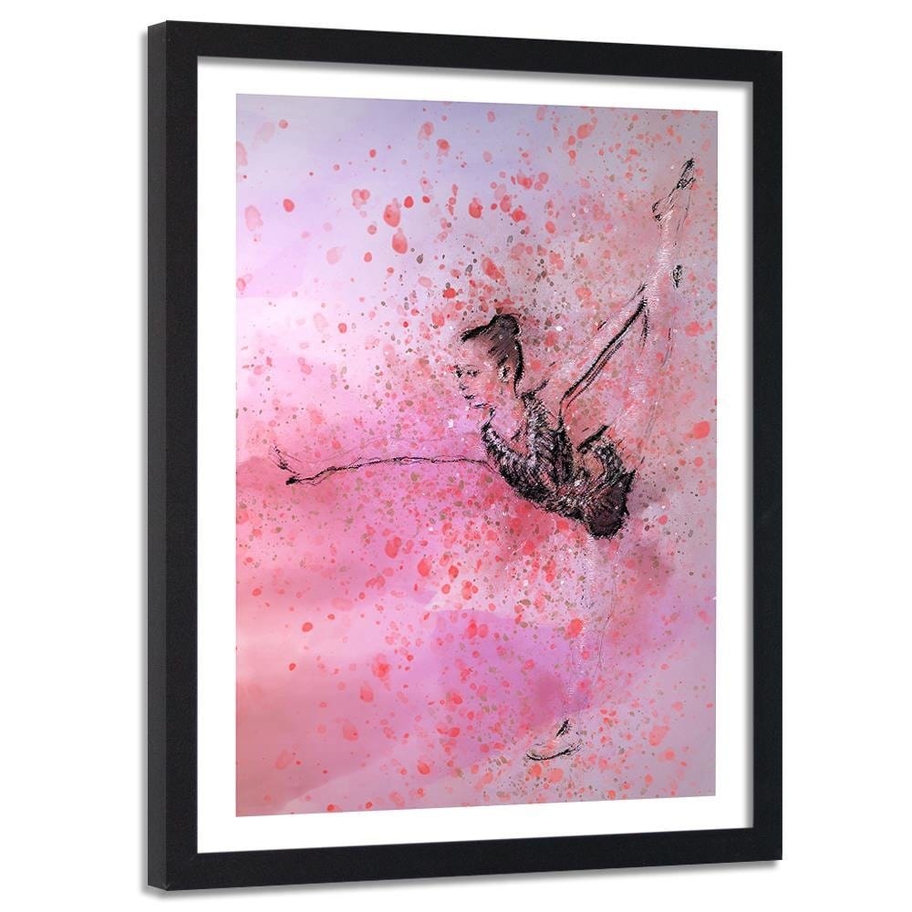 Glezna melnā rāmī - Dancing Ballerina Abstraction Home Trends