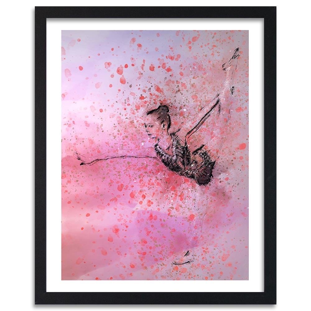 Glezna melnā rāmī - Dancing Ballerina Abstraction Home Trends