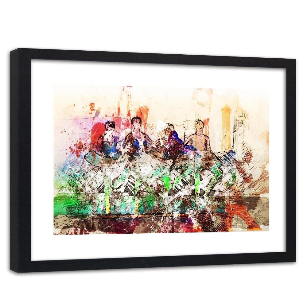 Glezna melnā rāmī - Dancing Ballerinas Abstraction Home Trends