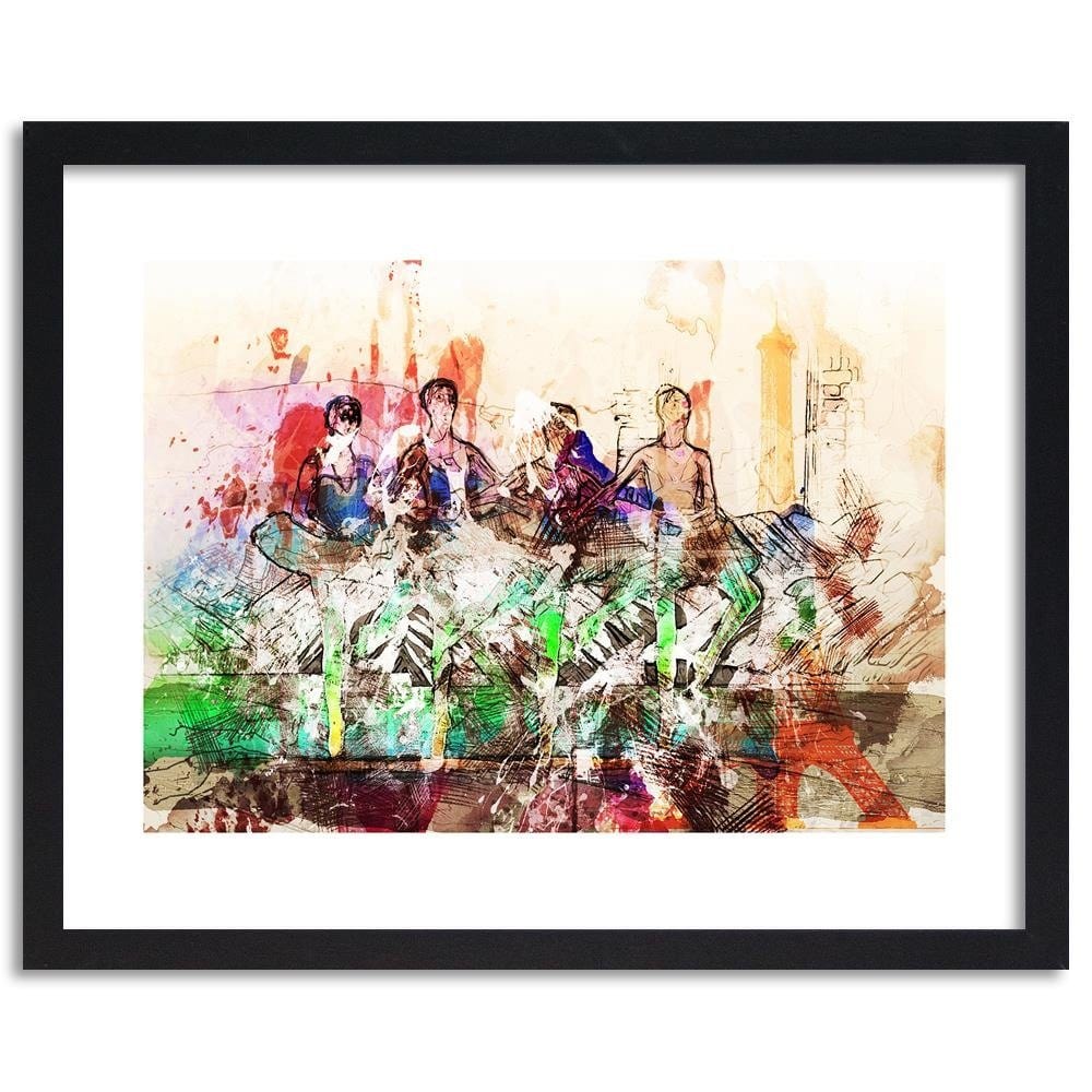 Glezna melnā rāmī - Dancing Ballerinas Abstraction Home Trends