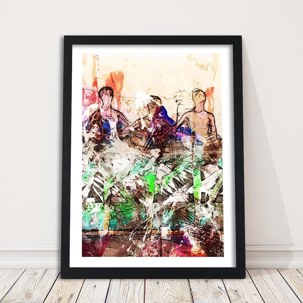 Glezna melnā rāmī - Dancing Ballerinas Abstraction Home Trends