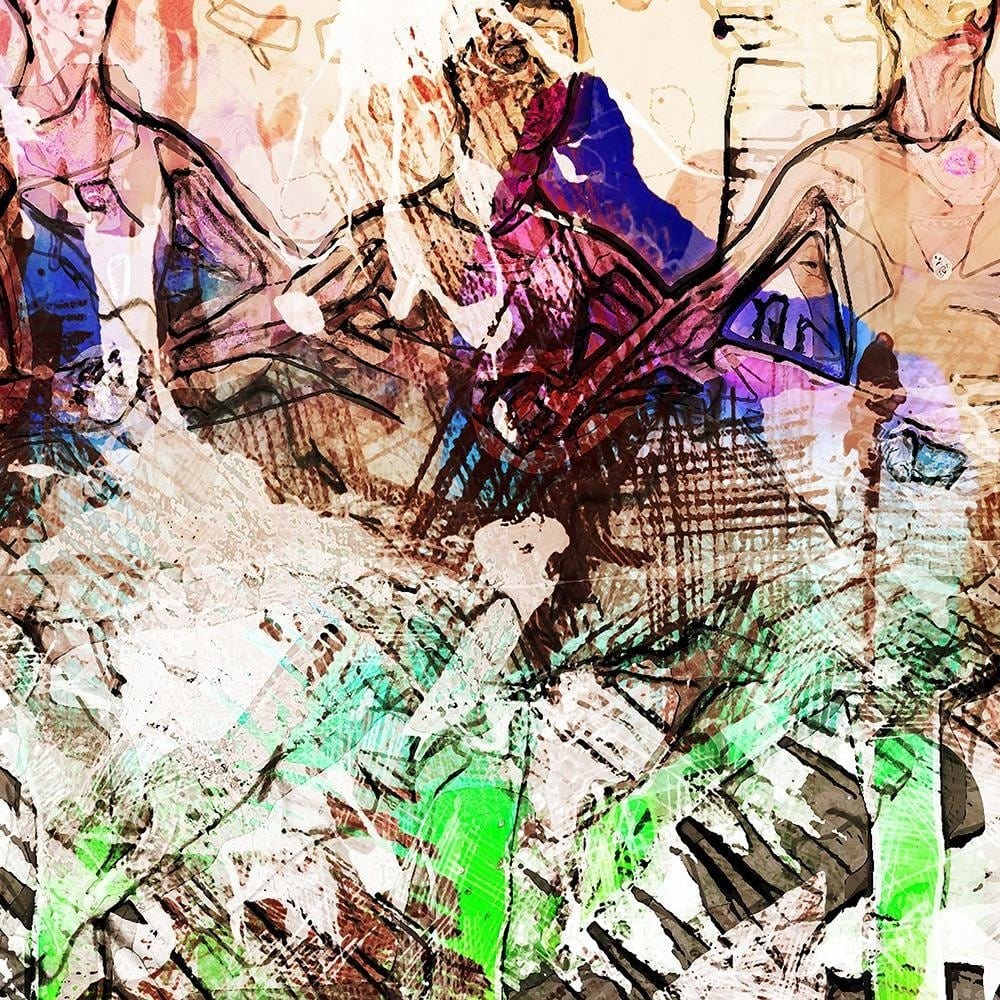 Glezna melnā rāmī - Dancing Ballerinas Abstraction Home Trends