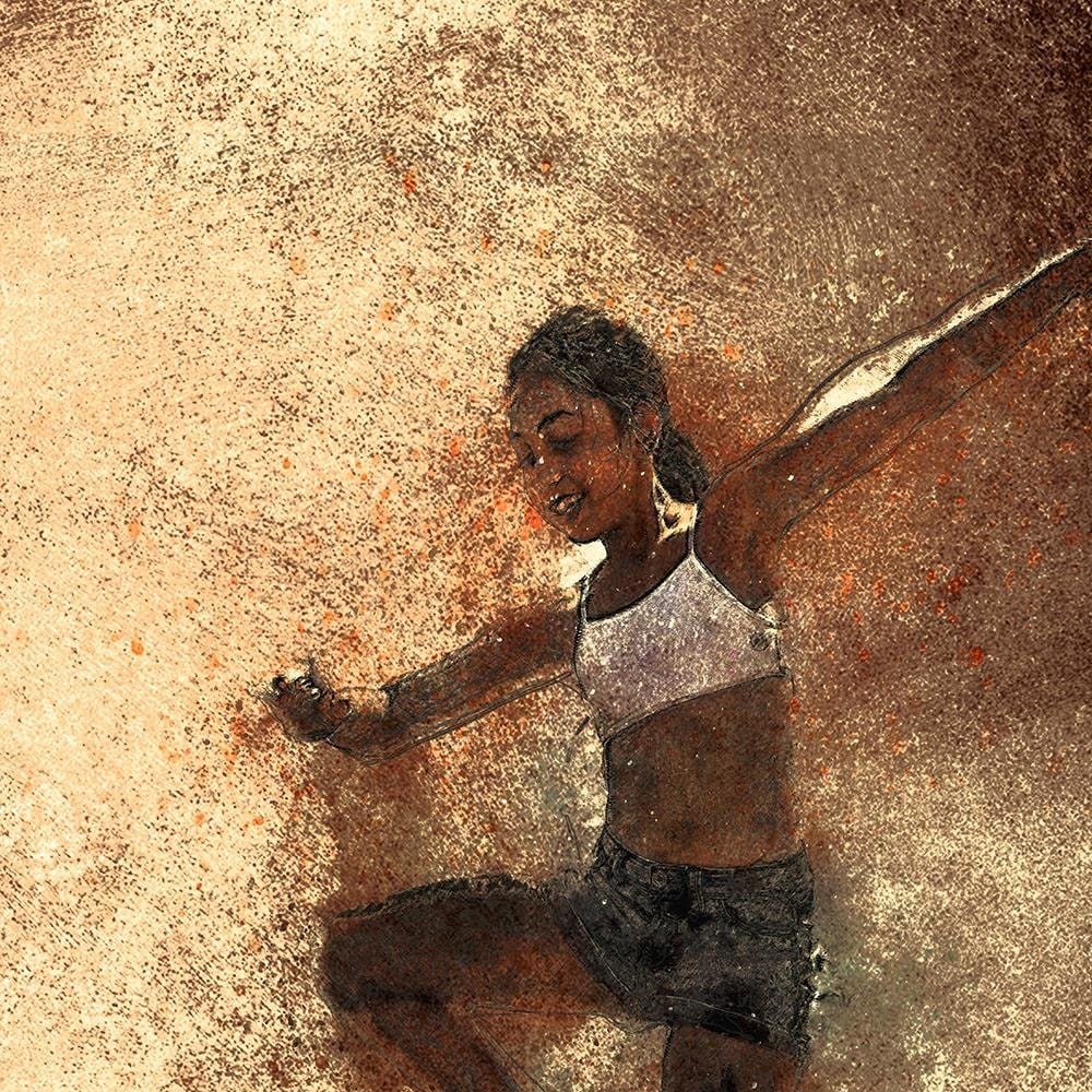 Glezna melnā rāmī - Dancing Girl Abstraction Home Trends