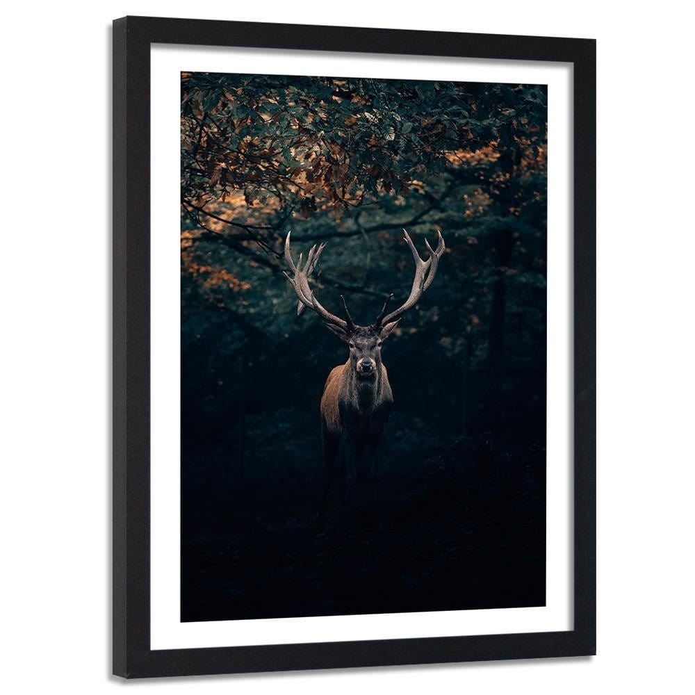 Glezna melnā rāmī - Deer In The Bushes Home Trends