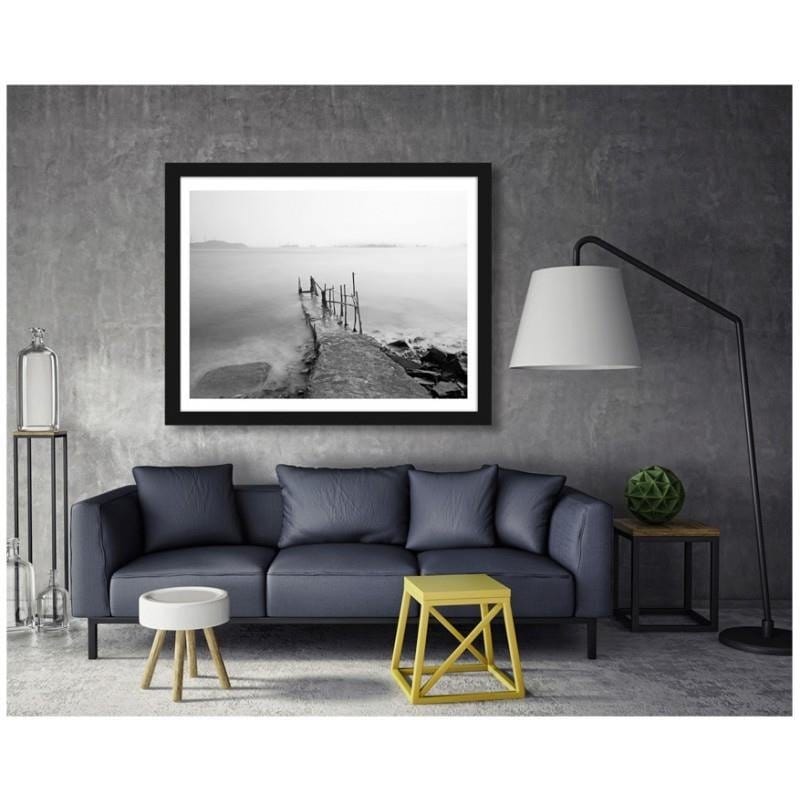 Glezna melnā rāmī - Destroyed bridge. Home Trends