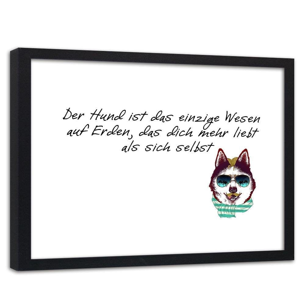 Glezna melnā rāmī - Dog In Scarf And Glasses Home Trends