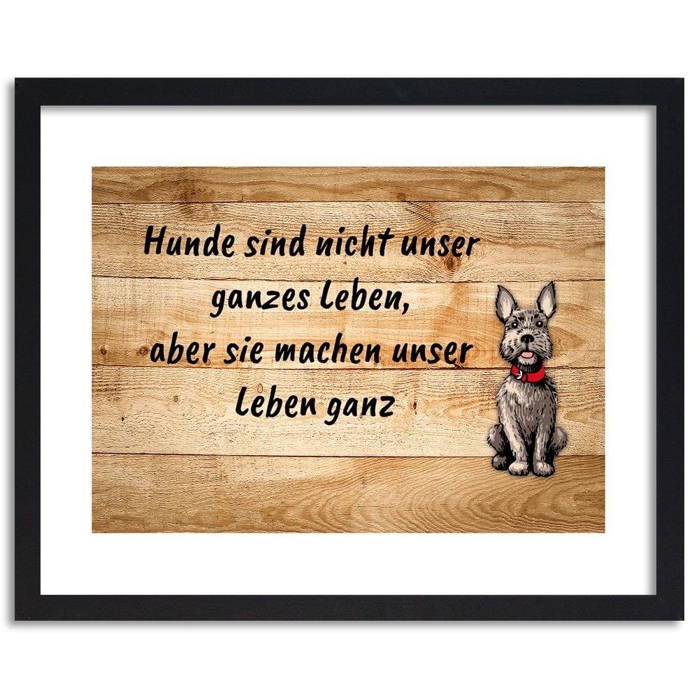 Glezna melnā rāmī - Dog On Wooden Planks Home Trends
