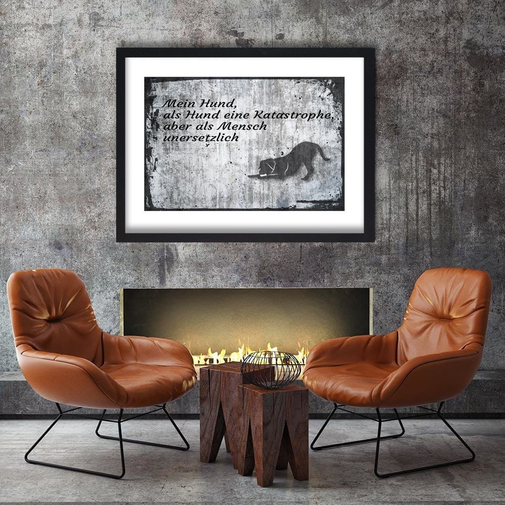 Glezna melnā rāmī - Dog Operative Part Of The Vintage Home Trends