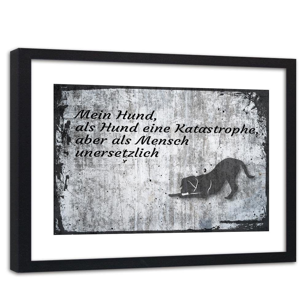 Glezna melnā rāmī - Dog Operative Part Of The Vintage Home Trends