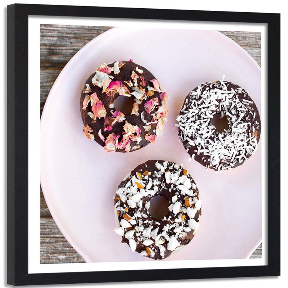 Glezna melnā rāmī - Donuts On A Plate 2 Home Trends