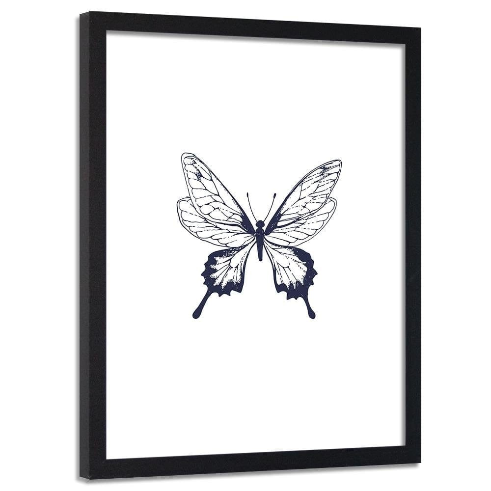 Glezna melnā rāmī - Drawn Butterfly Home Trends
