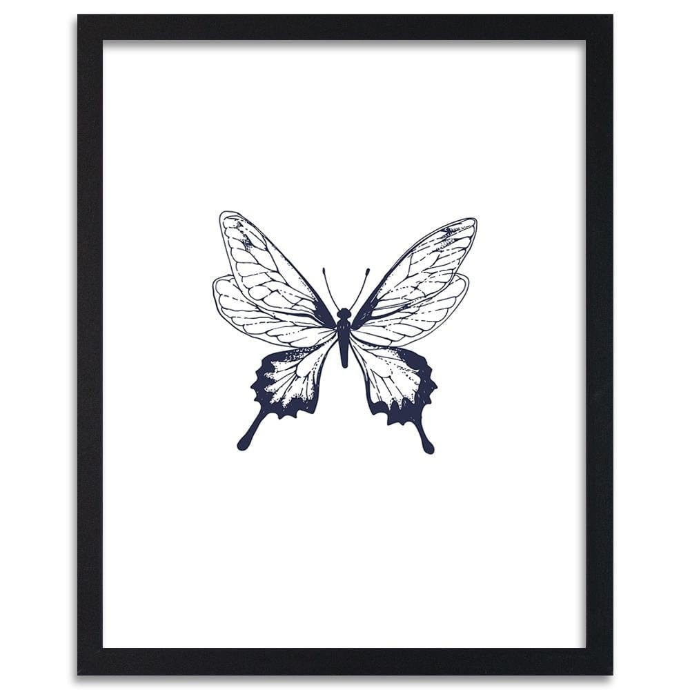 Glezna melnā rāmī - Drawn Butterfly Home Trends