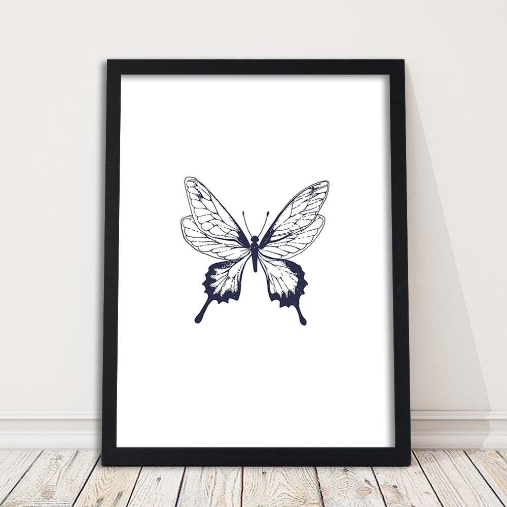 Glezna melnā rāmī - Drawn Butterfly Home Trends