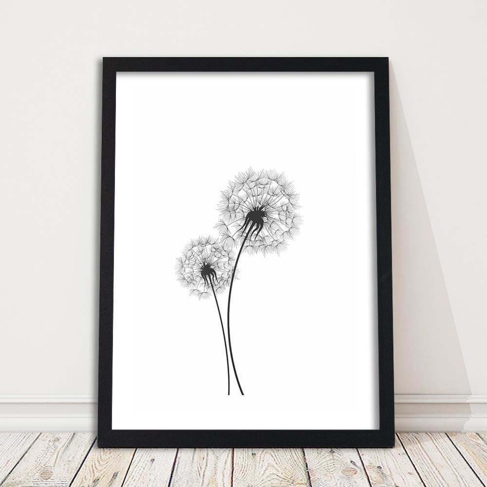 Glezna melnā rāmī - Drawn Two Dandelions Home Trends