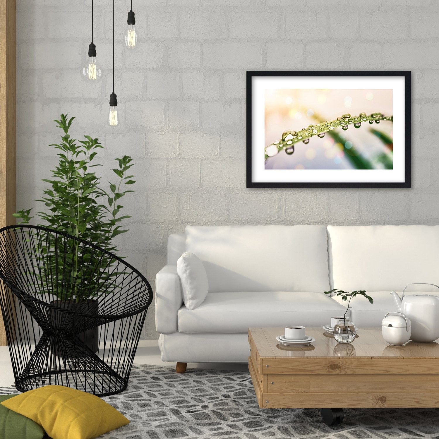 Glezna melnā rāmī - Drops On Grass Home Trends