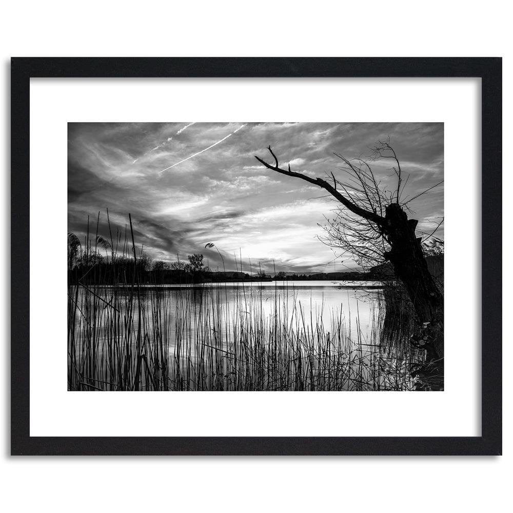 Glezna melnā rāmī - Dry Tree On The Lake 2 Home Trends